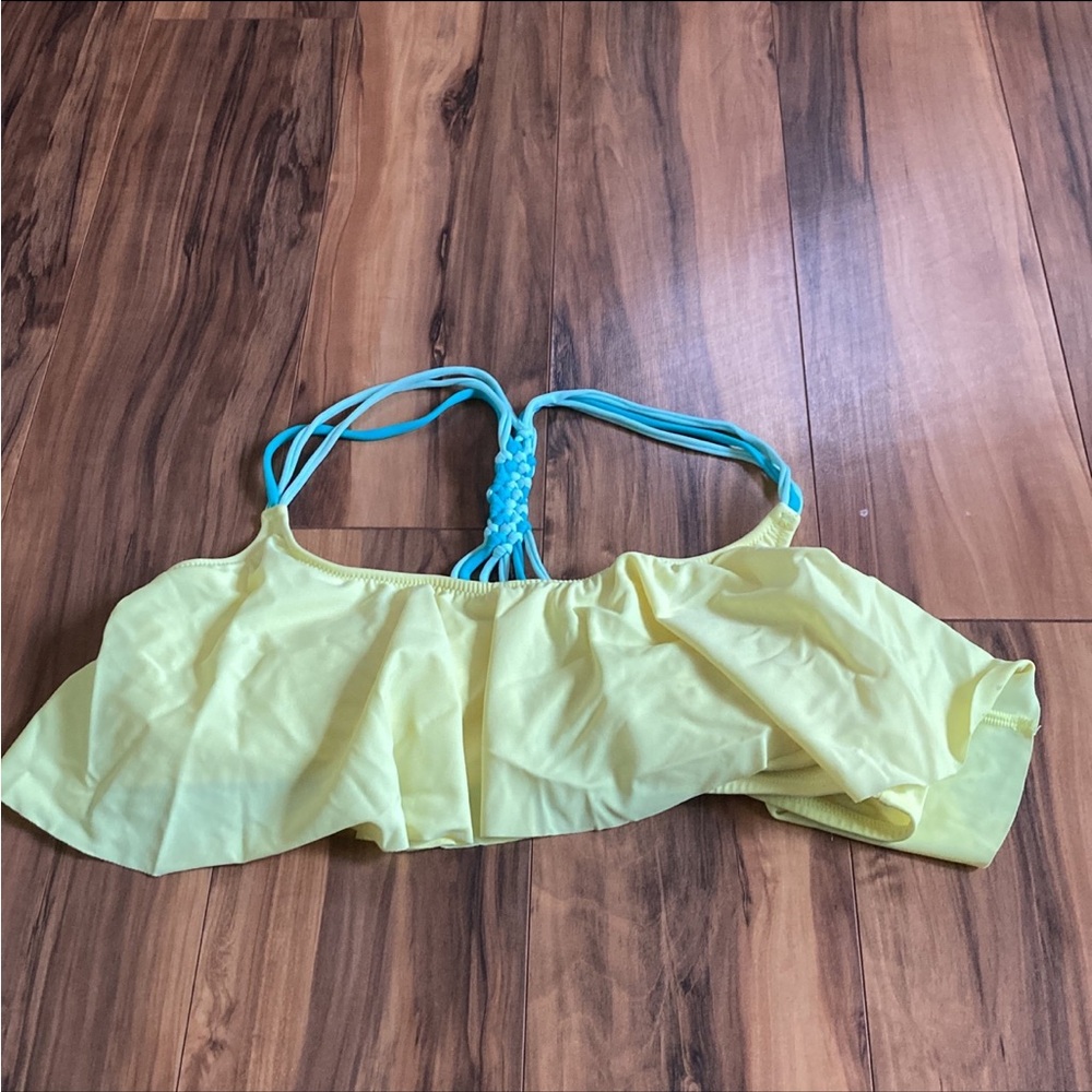 PINK Victoria's Secret Yellow and Blue Kids Bikini Top